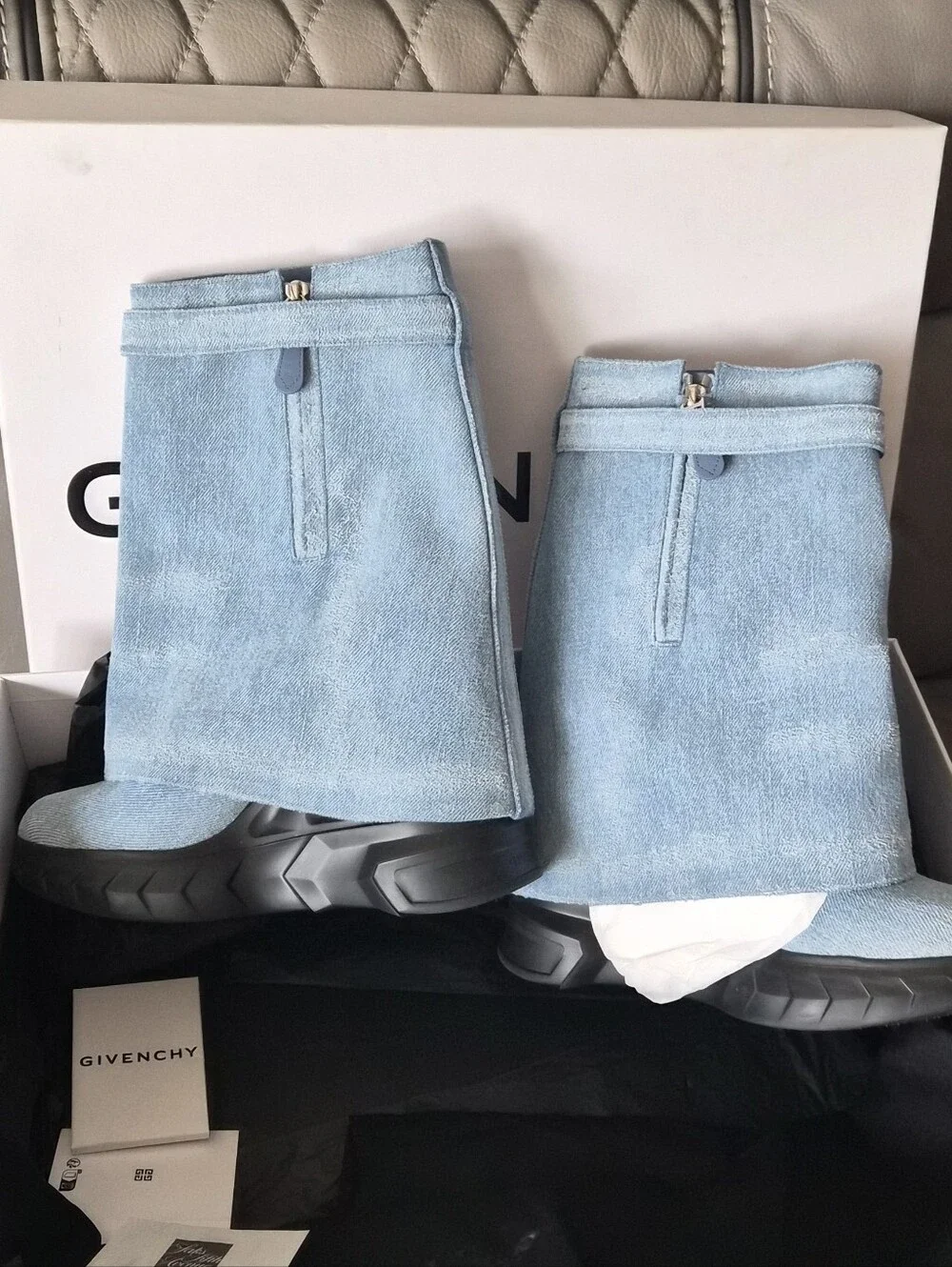 Givenchy Light Blue Suede Mid-Calf Boots
